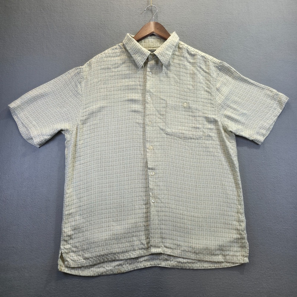 Mondo Di Marco Men's Beige Short Sleeve Button Up Shirt‎ Size Large